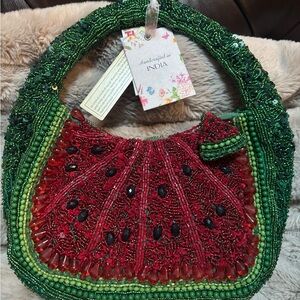 Handcrafted Green and Red watermelon Beaded Women’s Bag- NWT